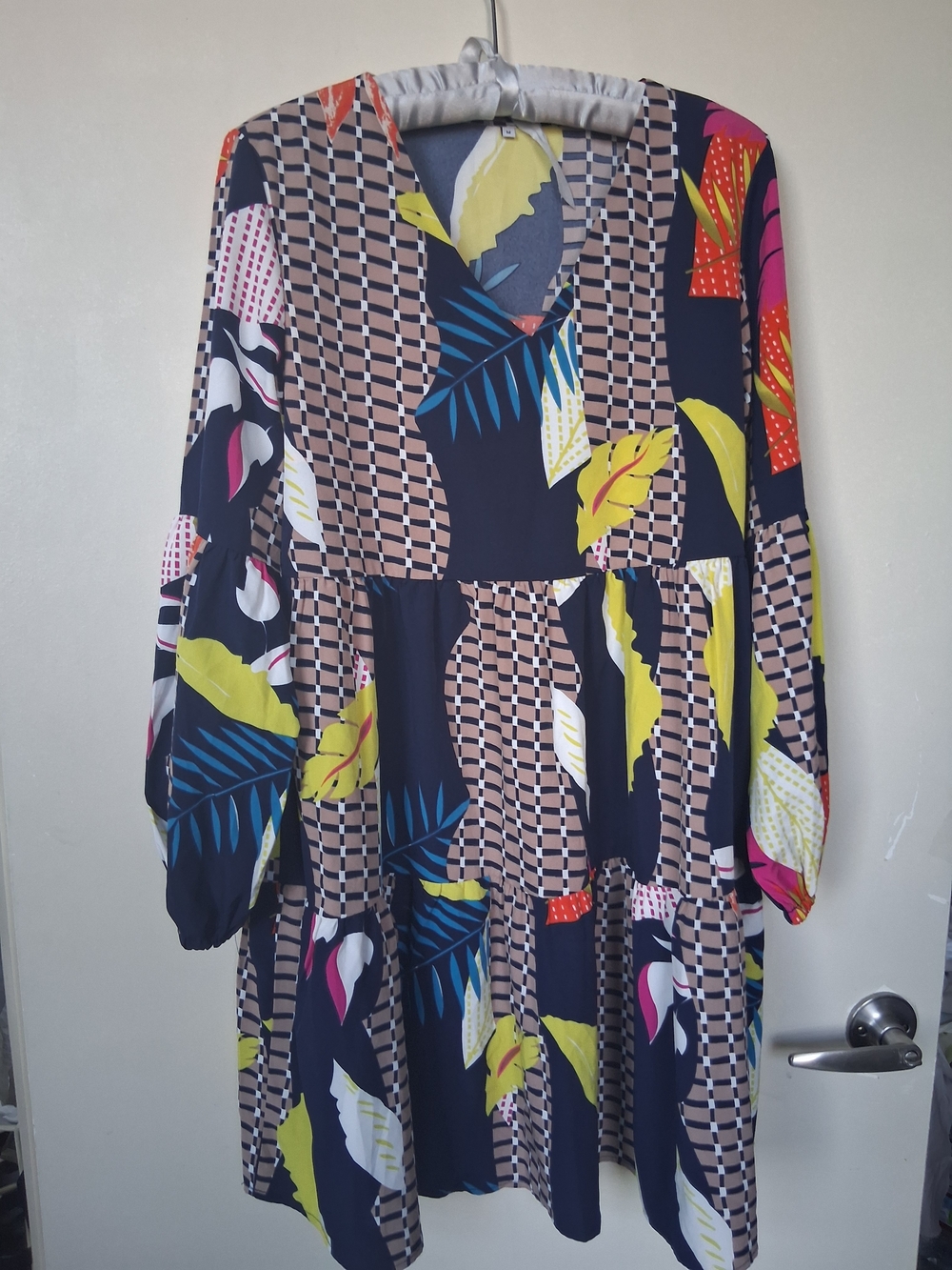Vibrant Colored V Neck Tiered Dress